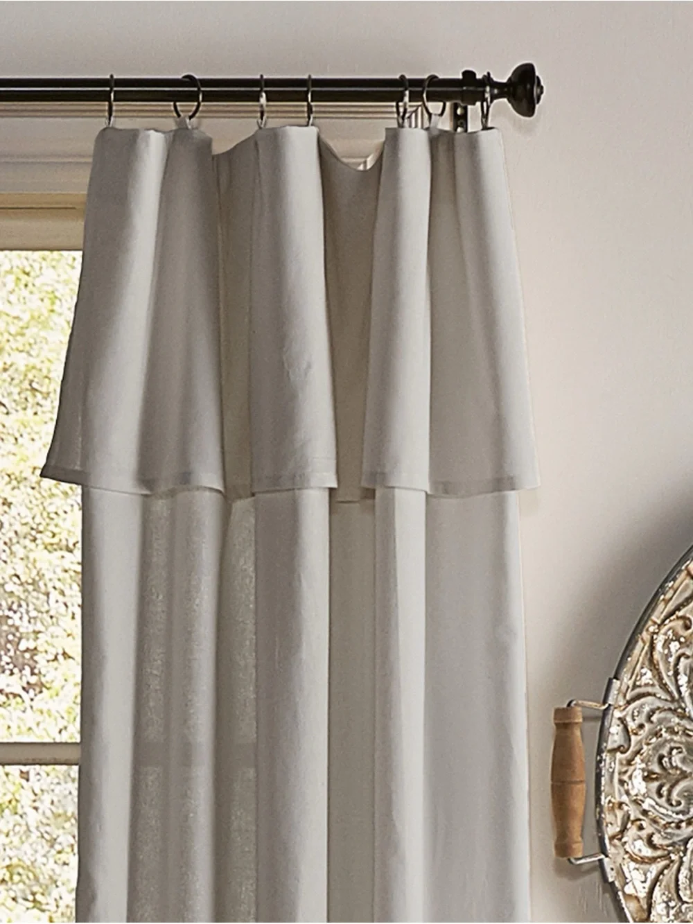 Mercantile Drop Cloth Panel Gray 50x95 Removable Rings light filtering ONE